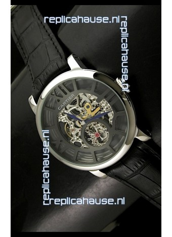 Cartier Ronde de Japanese Replica Watch in Skelton Grey Dial