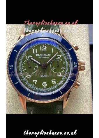Blancpain Air Command Rose Gold Casing Blue Bezel Super Clone Watch 