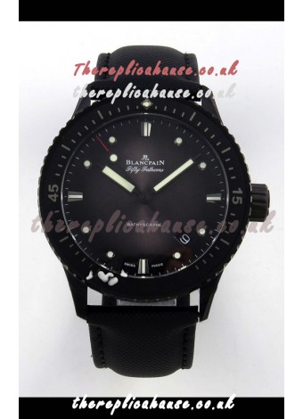 Blancpain Fifty Fathoms Ceramic Case Leather Strap Grey Dial Super Clone Watch 