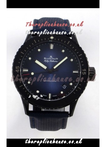 Blancpain Fifty Fathoms Ceramic Case Leather Strap Blue Dial Super Clone Watch 