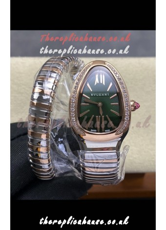 Serpenti Two Tone Green Dial Super Clone Replica Watch