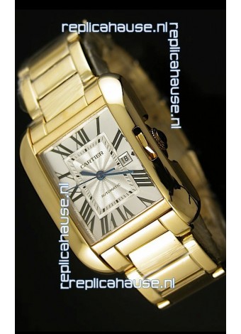 Cartier Tank Anglaise Mid Sized Swiss Watch Yellow Gold - 1:1 Mirror Replica Watch