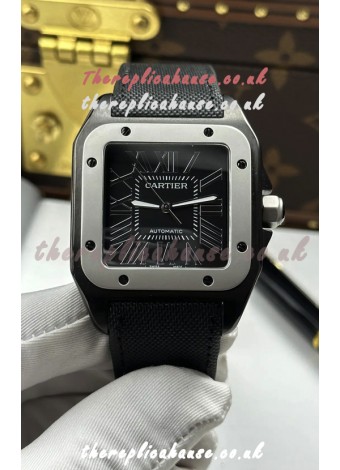 Santos De Cartier in Black Dial PVD MLF Coating Super Clone Watch
