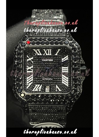 Cartier "Santos De Cartier" Black moissanite 40MM Super Clone Watch 