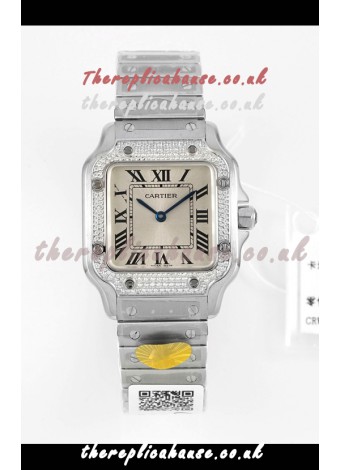 Cartier Santos Swiss Quartz 27MM Steel Dial Super Clone Watch
