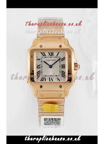 Cartier Santos Swiss Quartz 27MM Rose Gold Super Clone Watch 