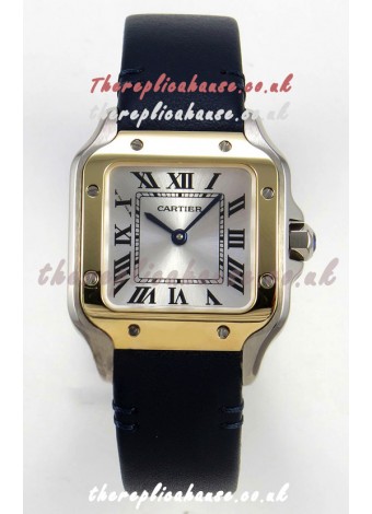 Cartier Santos Swiss Quartz 27MM Two Tone Leather Strap Super Clone Watch