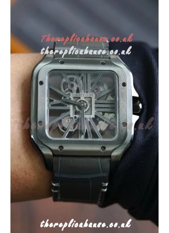 Santos De Cartier Super Clone Watch in Skeleton Dial Steel Case