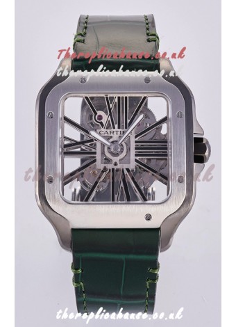 Santos De Cartier Super Clone Watch in Skeleton Dial Steel Case