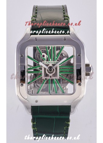 Santos De Cartier Super Clone Watch in Skeleton Dial Steel Case