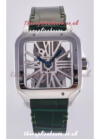 Santos De Cartier Super Clone Watch in Skeleton Dial Steel Case