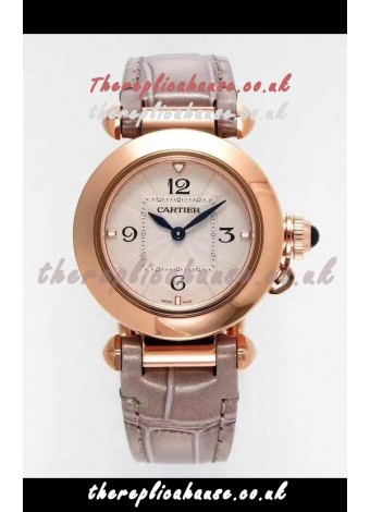 Pasha De Cartier Rose Gold Casing Watch 30MM Super Clone Watch 