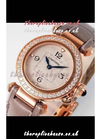 Pasha De Cartier Rose Gold Casing Watch 30MM Super Clone Watch 
