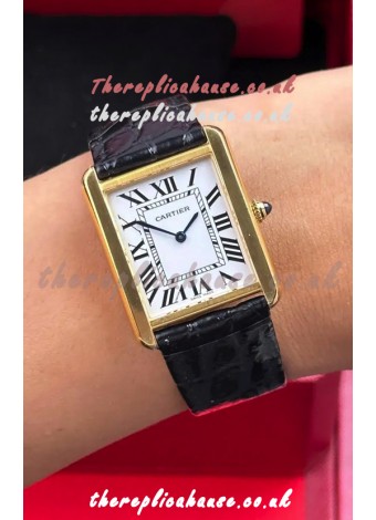 Cartier Tank Solo 27mm Yellow Gold Swiss Quartz Super Clone Watch 
