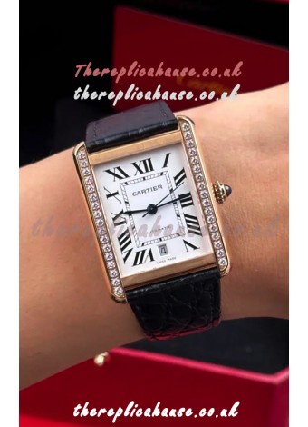 Cartier Tank Solo Swiss Automatic 31MM Rose Gold Diamonds Super Clone Watch 