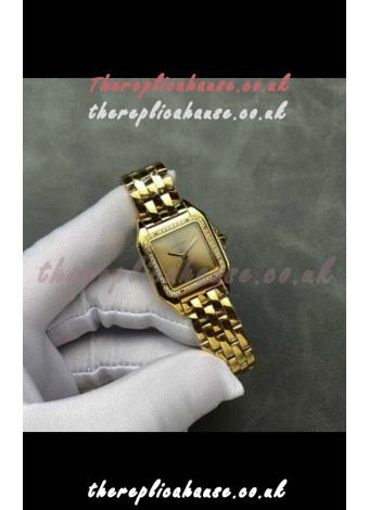 PANTHERE de Cartier 27MM Gold Diamonds Dial Super Clone Watch 
