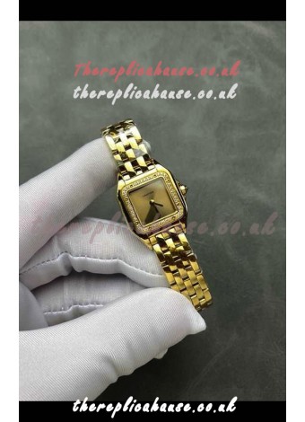 PANTHERE de Cartier 22MM Gold Dial Diamonds Super Clone Watch 