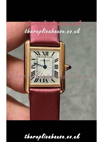 Cartier Tank Louis 22MM Swiss Quartz Movement Pink Strap Gold Case