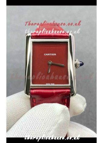 Cartier Tank Louis 25MM Swiss Quartz Red Dial Watch 
