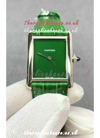 Cartier Tank Louis 25MM Swiss Quartz Green Dial Watch 