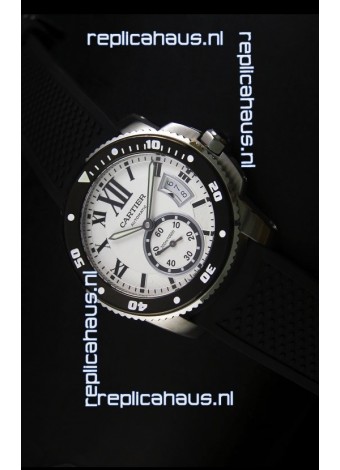 Calibre De Cartier Watch 42MM White Dial Steel Case - 1:1 Mirror Replica Watch