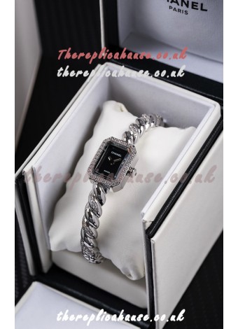 Chanel Premiere Galon Stainless Steel Diamonds Swiss Quartz Watch 