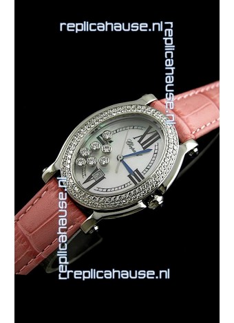 Chopard Happy Sport Swiss Replica Watch in Pink Strap