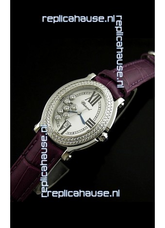 Chopard Happy Sport Swiss Replica Watch in Purple Strap