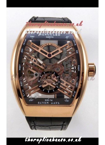 Franck Muller V45 Tourbillon Skeleton Rose Gold Super Clone Watch 