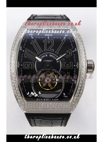 Franck Muller V45 Tourbillon Stainless Steel Diamonds Super Clone Watch 