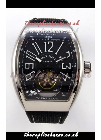 Franck Muller V45 Tourbillon Stainless Steel Diamonds Nylon Strap Super Clone Watch 