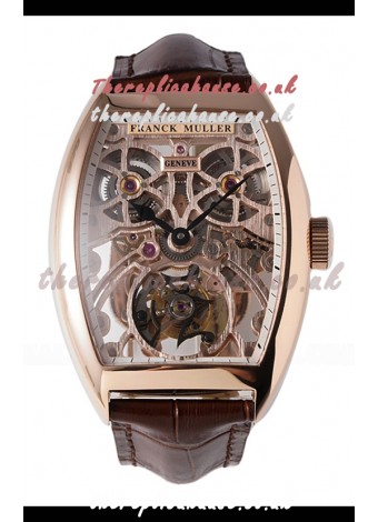 Franck Muller Fast Tourbillon Rose Gold Brown Strap Super Clone Watch 