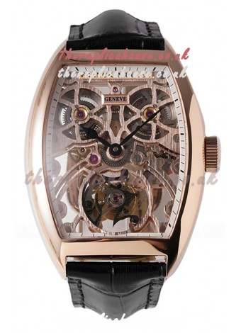 Franck Muller Fast Tourbillon Rose Gold Black Strap Super Clone Watch 