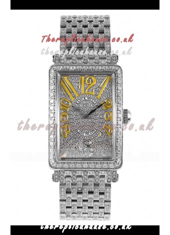 Franck Muller Long Island Stainless Steel Diamonds Swiss Replica Watch 