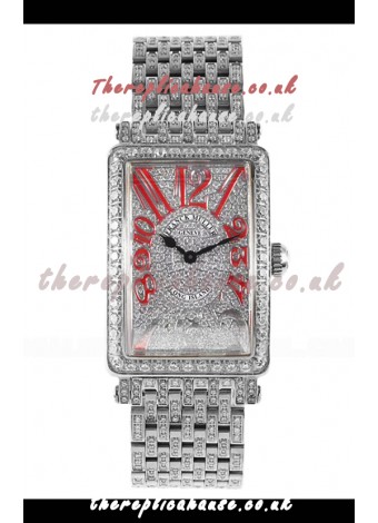 Franck Muller Long Island Stainless Steel Diamonds Swiss Replica Watch 