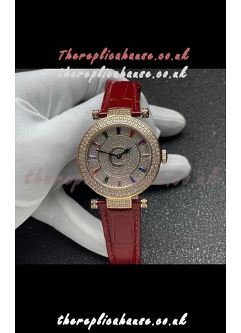 Franck Muller Double Mystery Swiss Quartz Watch in Gold Diamonds Casing