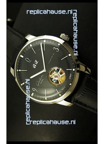 Glashuette Tourbillon Japanese Replica Watch in Black Dial