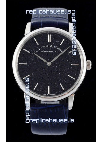 A.Lange & Sohne Saxonia Thin Swiss Replica Watch Steel Case Blue Dial