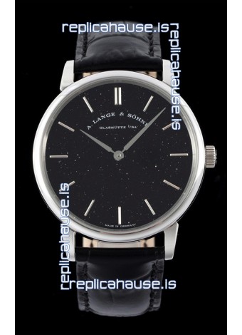 A.Lange & Sohne Saxonia Thin Swiss Replica Watch Steel Case Black Dial