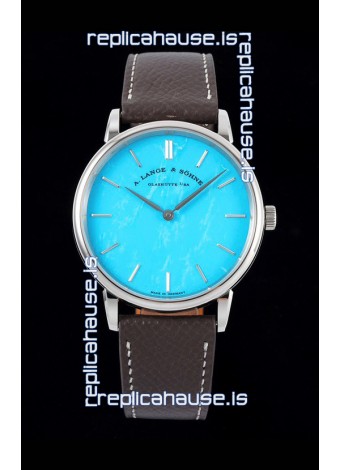 A.Lange & Sohne Saxonia Thin Swiss Replica Watch Steel Case Tiffany Blue Dial