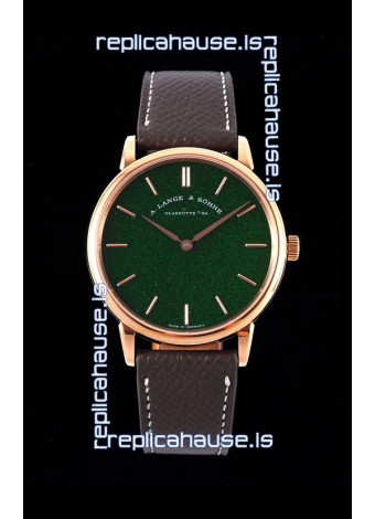 A.Lange & Sohne Saxonia Thin Swiss Replica Watch Rose Gold Case Green Starry Dial