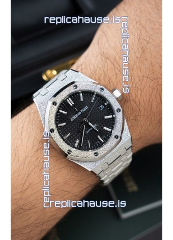 Audemars Piguet Super Clone 15454BC Royal Oak Frosted 37MM Watch in Black Dial