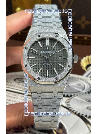 Audemars Piguet White Gold Plating Royal Oak Frosted 37MM Grey Dial Watch 