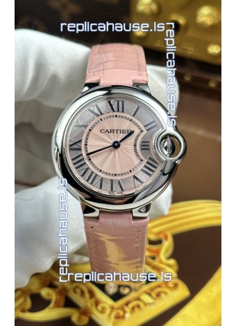 Ballon De Cartier Swiss Quartz 1:1 Mirror Quality 33MM in Pink Dial 