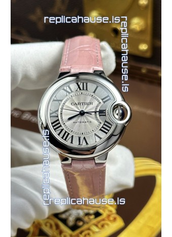 Ballon De Cartier Swiss Automatic 1:1 Mirror Quality 33MM in Pink Strap