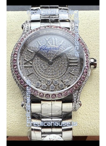 Chopard Happy Sport Super Clone Automatic Watch 36MM in Steel Casing Mossanites Dial