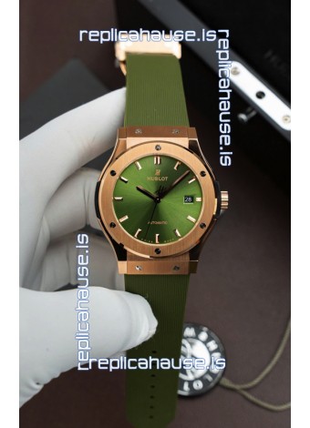 Hublot Super Clone Classic Fusion Titanium Rose Gold Green Dial 42MM Watch