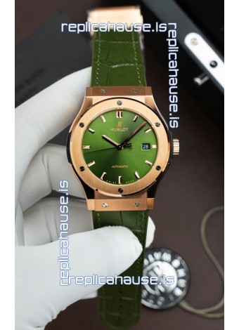 Hublot Super Clone Classic Fusion Titanium Rose Gold Green Dial 42MM Watch
