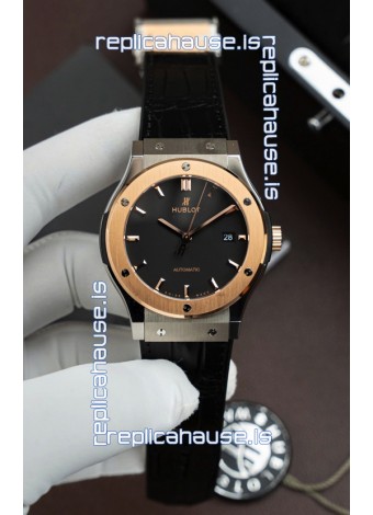 Hublot Super Clone Classic Fusion Titanium Two Tone Rose Gold Black Dial 42MM Watch