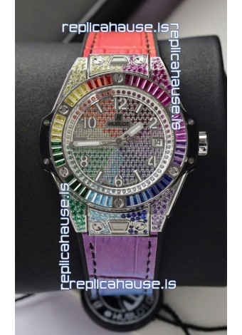 Hublot Big Bang One Click King White Dial Rainbow Diamonds 39MM Watch 